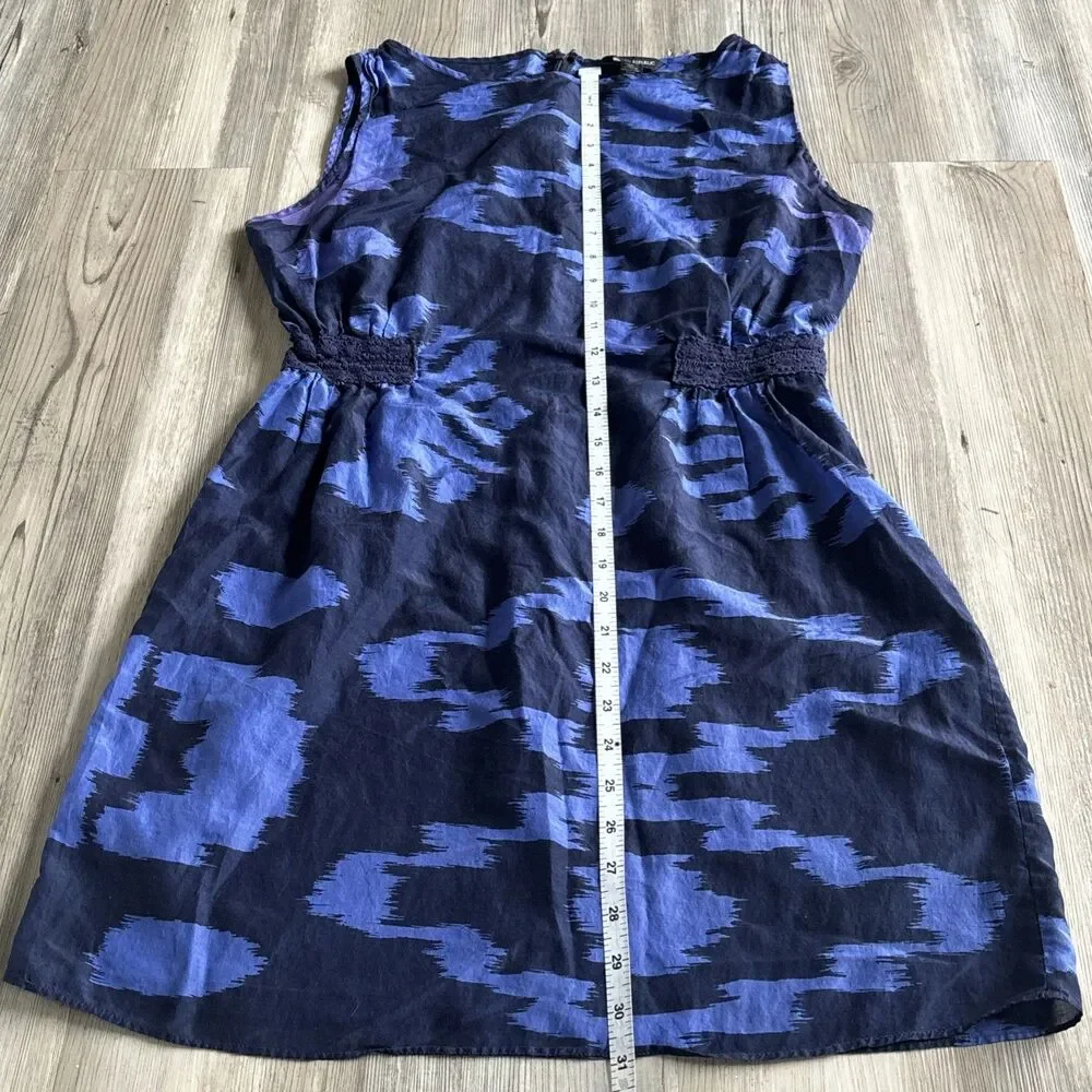 Banana Republic Sz 8 Silk Blend Navy Blue Dress Sleeveless Shift Dress - Picture 7 of 8